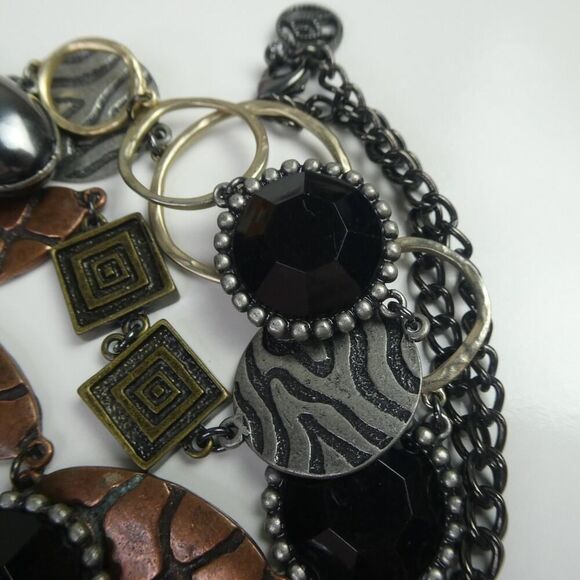 Erica Lyons Chunky Beaded Necklace Plus Size Friendly Super Long Grey Black 38" - Picture 4 of 7